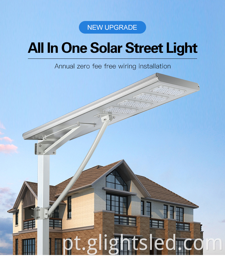 Melhor qualidade Ip65 smd 60watt 90watt 120watt 150watt tudo em um lâmpada de rua LED solar integrada